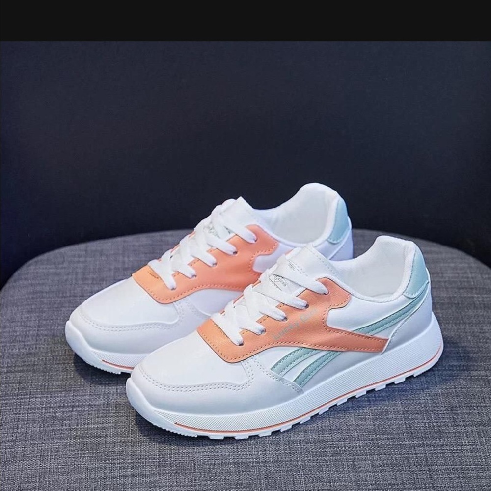 White and Peach Sneakers